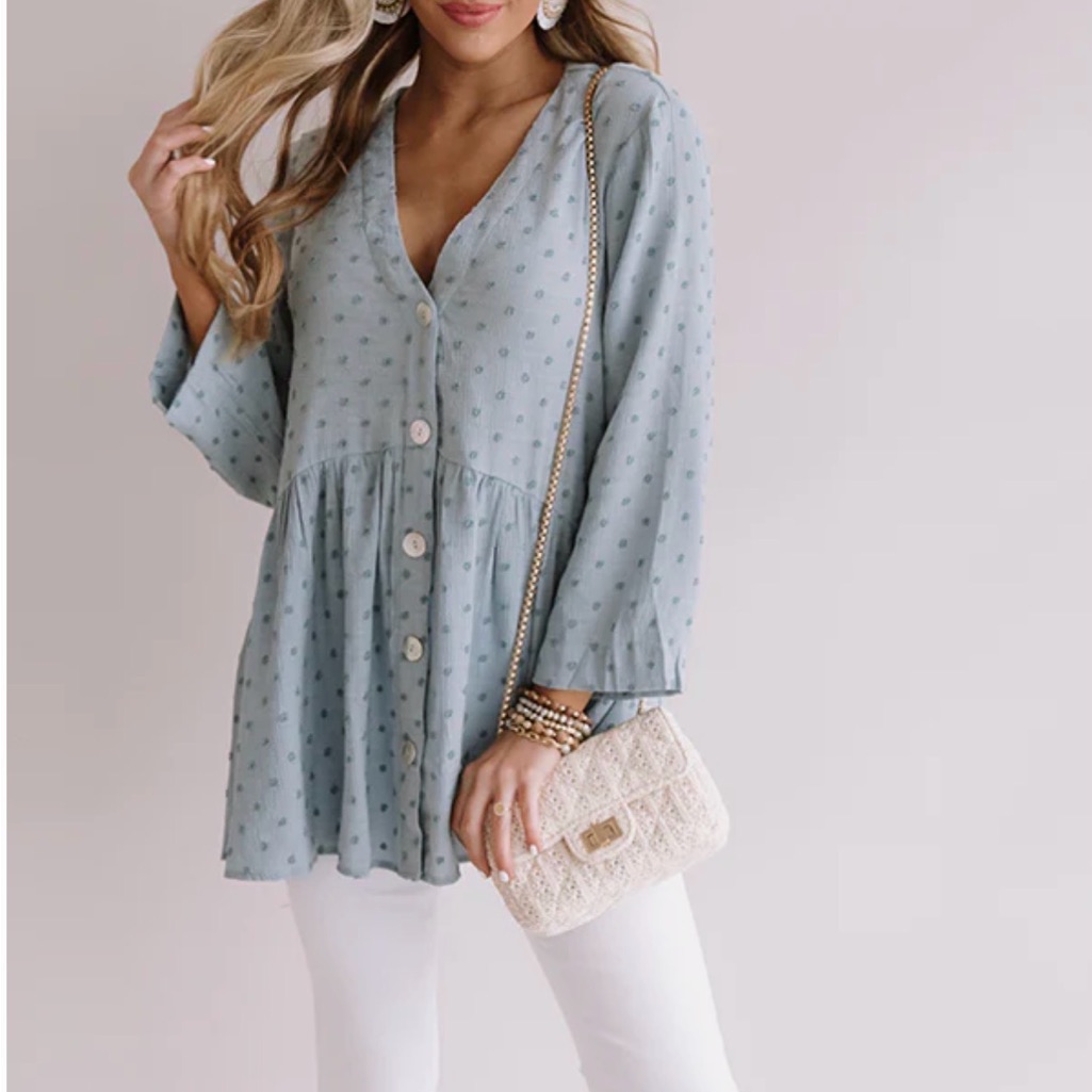 New Girl In Town Babydoll Button Down